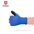 Hespax Waterproof Sandy Nitrile Dipped Safety Work Gloves